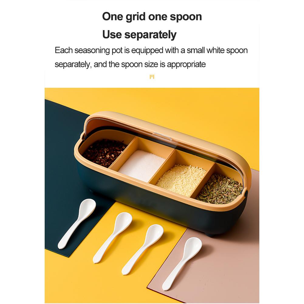 Transparent Dust-proof Cover Kitchen Storage  Box 4-compartment Seasoning Box Hollowed Bottom Chopstick Storage Box Kitchenware