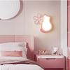 Children's Room Girl Bedroom Cat Wall Lamps White Pink Flower Lamp Cute Warm Baby Room Nursery Princess Room Bedside Wall Lights