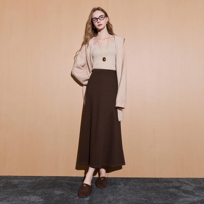 

Sancai 2025 A/W Women s High-Waisted Elastic A-Line Knit Skirt, M Extra Large