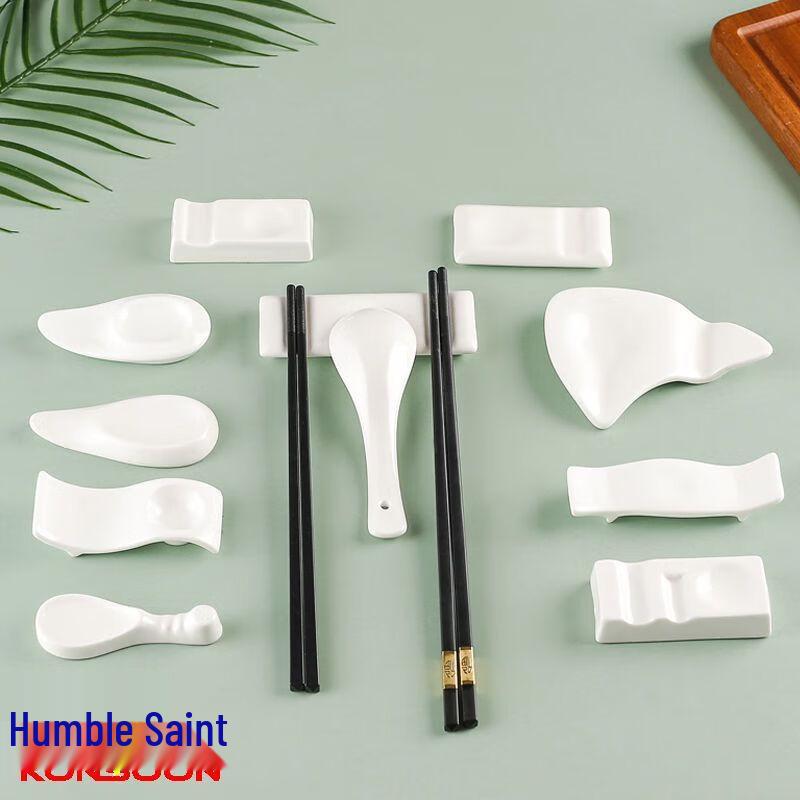 Qianxing Pure White Ceramic Multi-Purpose Chopstick & Spoon Rests