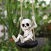 Halloween Resin Skeleton Swing Ornament Skeleton on A Tire Swinging Decoration for Car Rearview Mirror Garden Yard Tree Decor