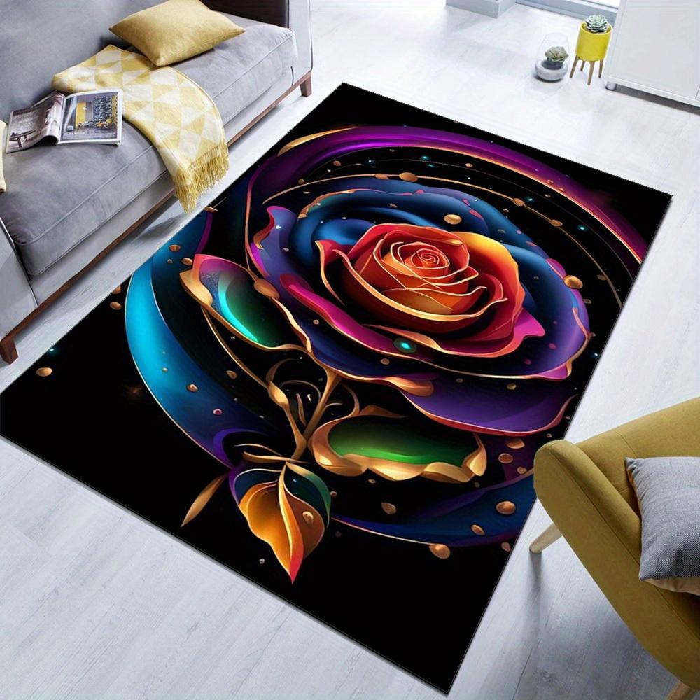 1pc Rose Carpet, Comfortable Non-Slip Printed Area Rug for Kitchen, Living Room, Balcony, Bathroom Accessories, Home Decor, Hote
