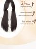 Natural Black Long Straight Hand-Woven Lace Wig Cap - Realistic Invisible Hairpiece for Daily Wear