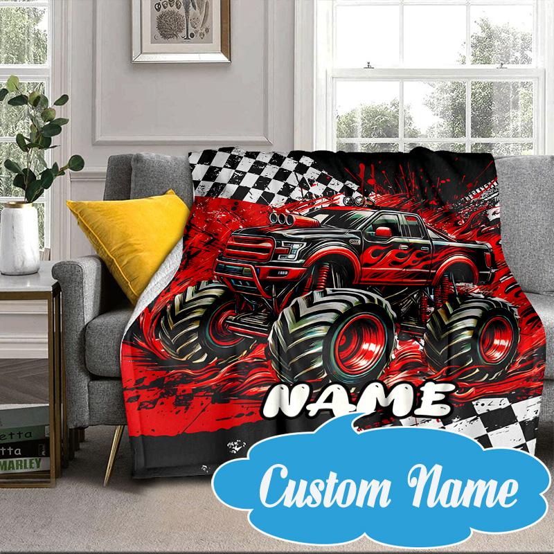 Custom Name School Bus Adventure Blanket bed sofa Blanket Flannel Blanket for Camping, Hiking, Picnic Essentials,gift for Fan family