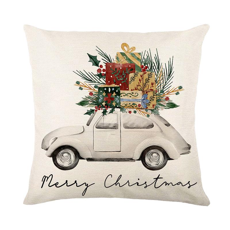 Christmas Printed Pillow Cover New Home Imitation Linen Sofa Decoration Cushion Bedroom Cushion Pillow Cover