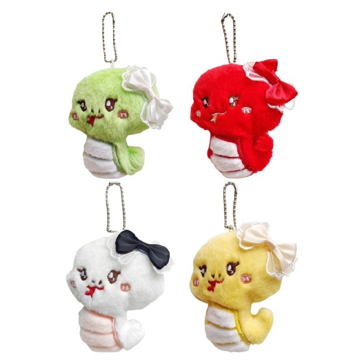 Multipurpose Colorful Plush Snake Keychain Squeaky Toy Portable Accessory for Kids Teens and Adults Who Love Animals