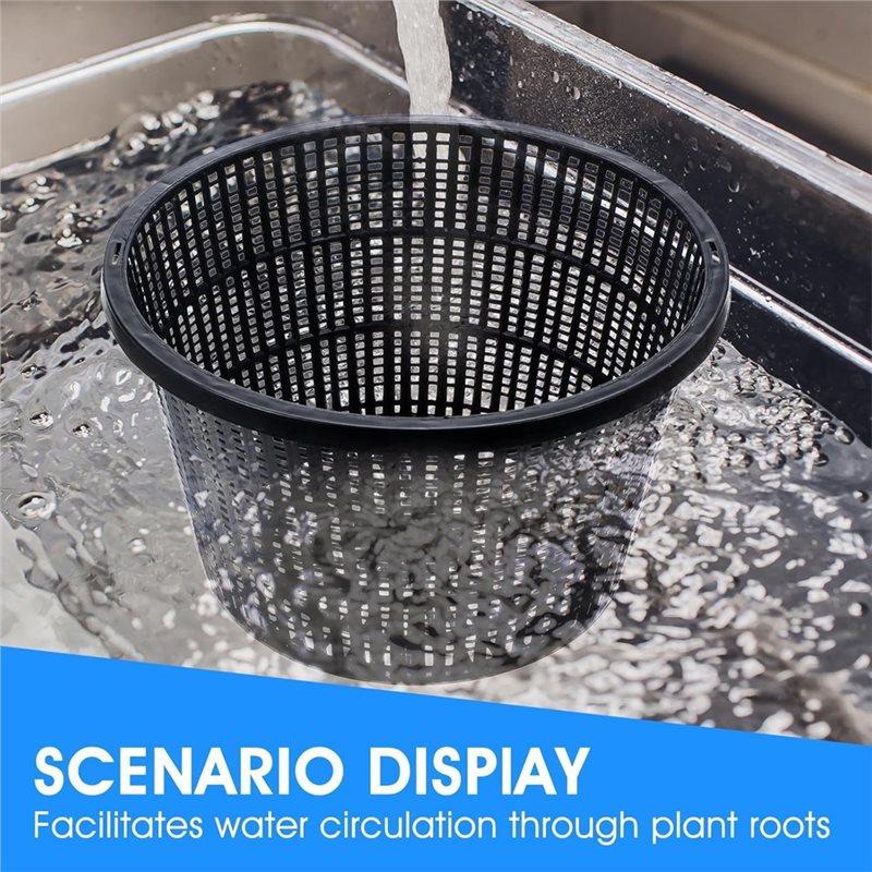 HHO-Schwarze Kunststoff-Hydroponik-Körbe 6 Stück Wasser-Garten-Netztopf Zum Pflanzen Hydroponische Töpfe Geschlitzter Teichkorb
