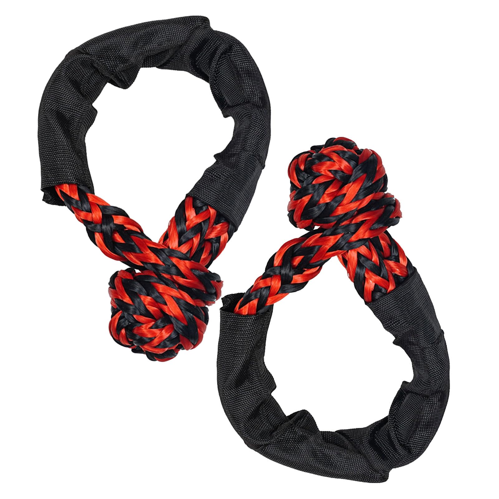 

Soft Shackle Tow Rope, Set of 2, Synthetic Car Rope, 12mm x 52cm, 17t Break Strength, with Protective Sleeve and Storage Bag (Black and Red)