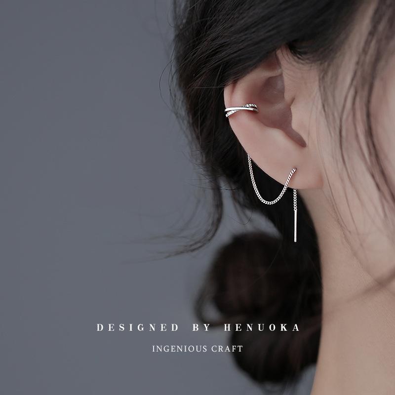 Tassel Earrings Long Earline Stud Earrings Earbone Clip Fashion Women Jewelry Gift