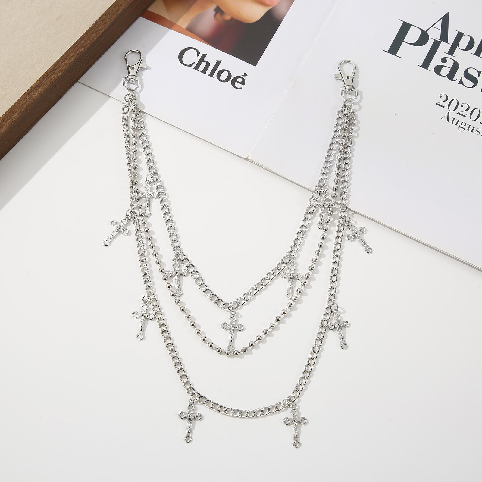 Trendy Cross Pendant Multi-layer Pants Chain: Unisex Hip Hop Punk Accessory