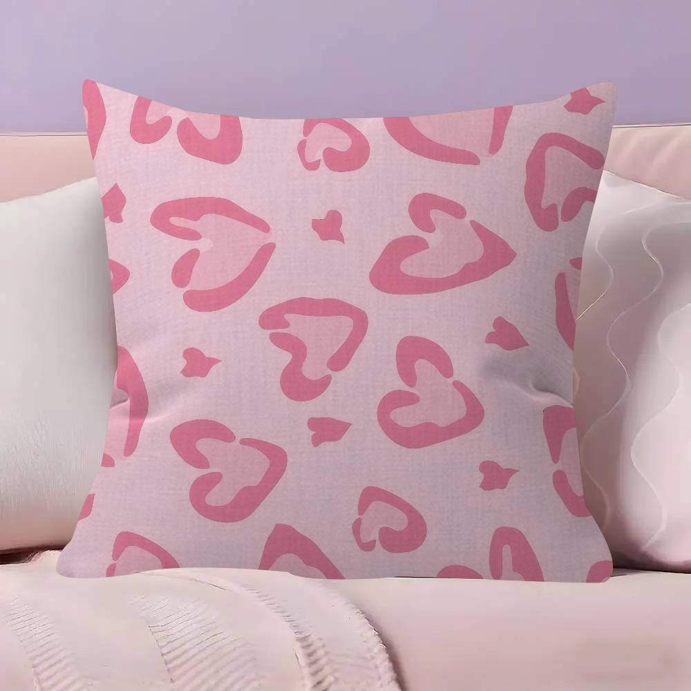 Anime Pink Leopard Pattern Pillow Cover Sofa Cushion Cover Home Room Decoration Children Gift