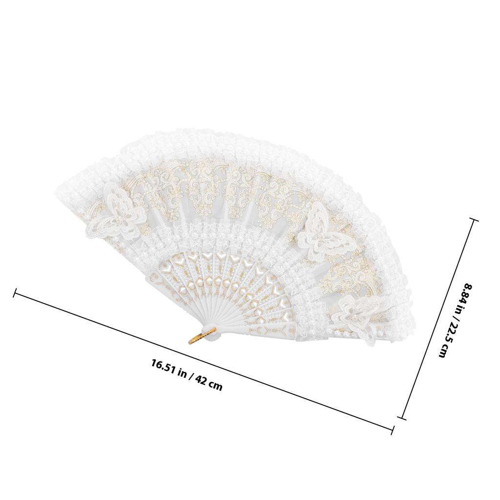 Lace Floral Folding Hand Fans Chinese Retro Style Bridal Wedding Party Dancing Props Lolita Performance Decorative Fan