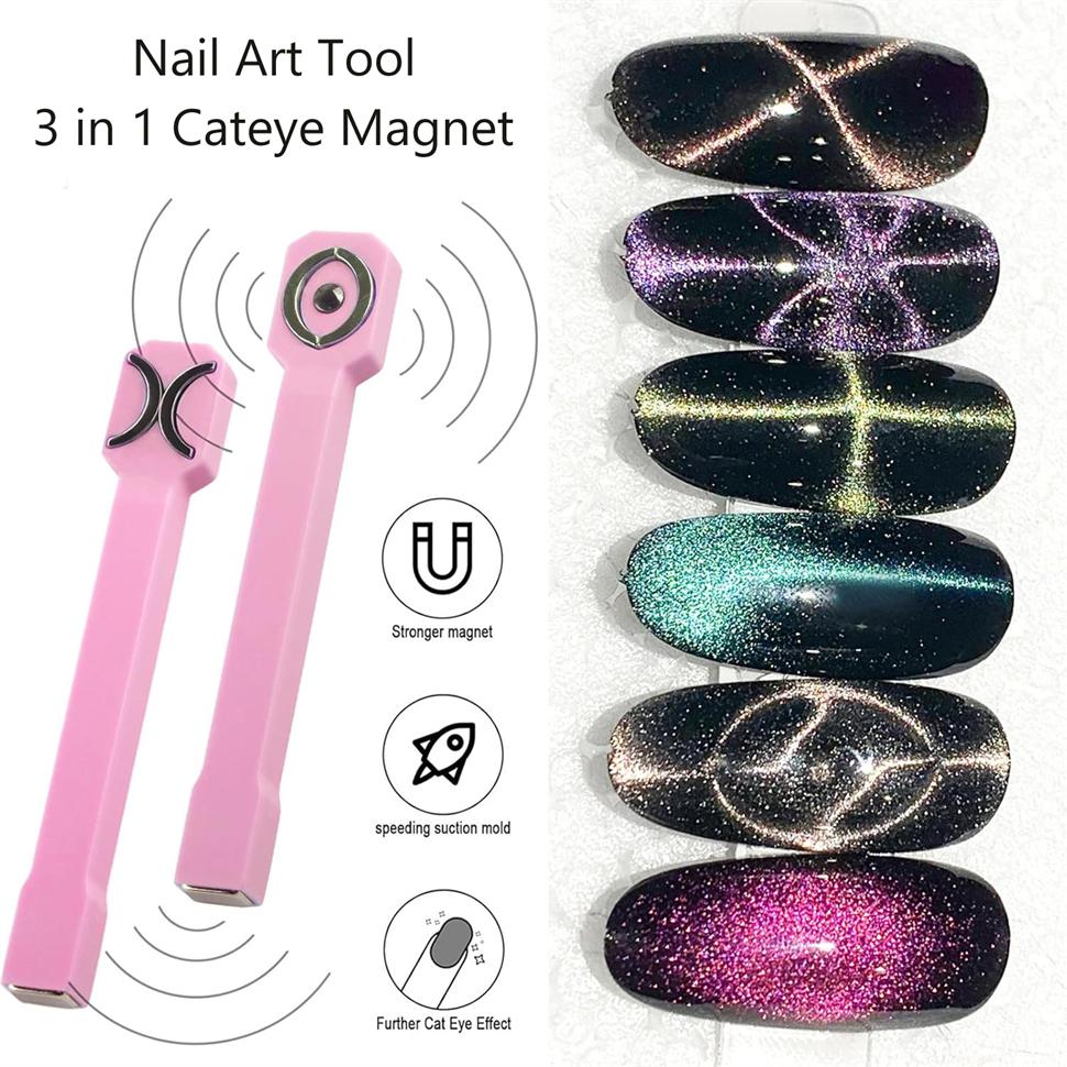 Starker Katzenaugen-Magnet für Nägel Gel-Nagellack 3 in 1 Cateye Magnetisches Werkzeug für Nailart