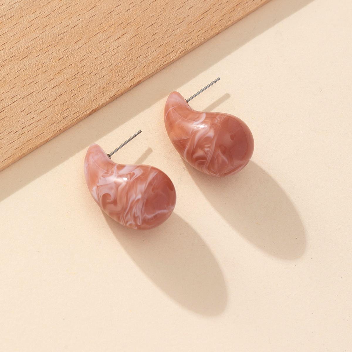 Zomer Snoepkleurige Bamboe Knoop Oorbellen Acryl Grote Oorbellen Voor Vrouwen Gepersonaliseerde Vintage Mode Sieraden Accessoires brown