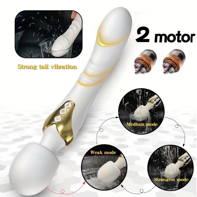 Powerful Dildos Vibrator Dual Motor Silicone Wand G-Spot Massager 10 Modes Sex Toy for Couple Clitoris Stimulator for Adults