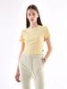 B-Flat Benetton Rib Flare Crop Short Sleeve T-Shirt (Yellow)