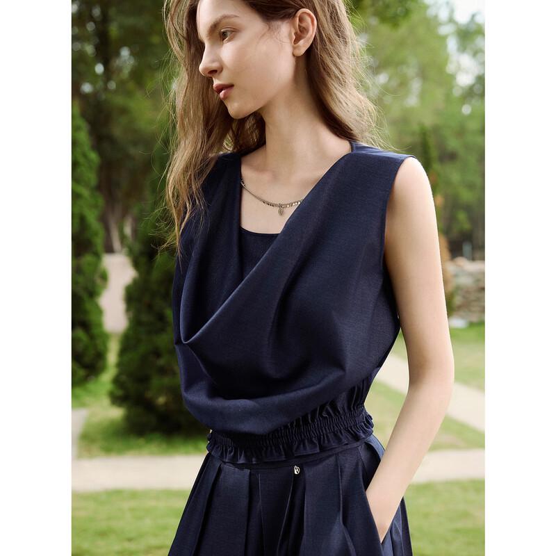 ELLE Retro Cowl Neck Sleeveless Top & Skirt Set