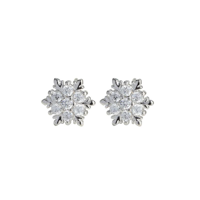Zircon Snowflake Stud Earrings: Festive & Fashionable Jewelry for Women and Girls