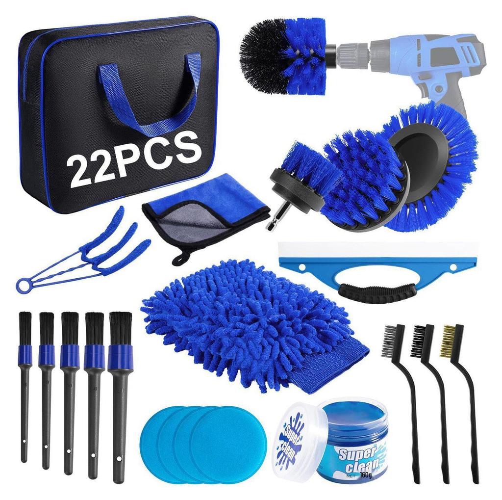 22-teiliges professionelles Autoreinigungskit: Bürsten für Räder, Klimaanlage und Innenraum zur sicheren Dekontamination
