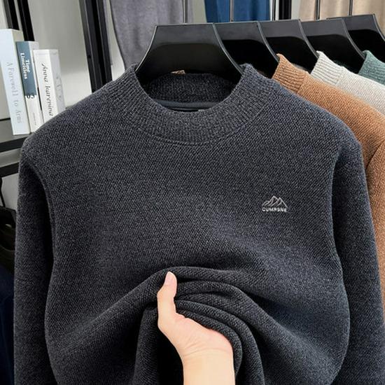 Men s Winter Chenille Knit Mock Neck Fleece Lined Sweater 2XL