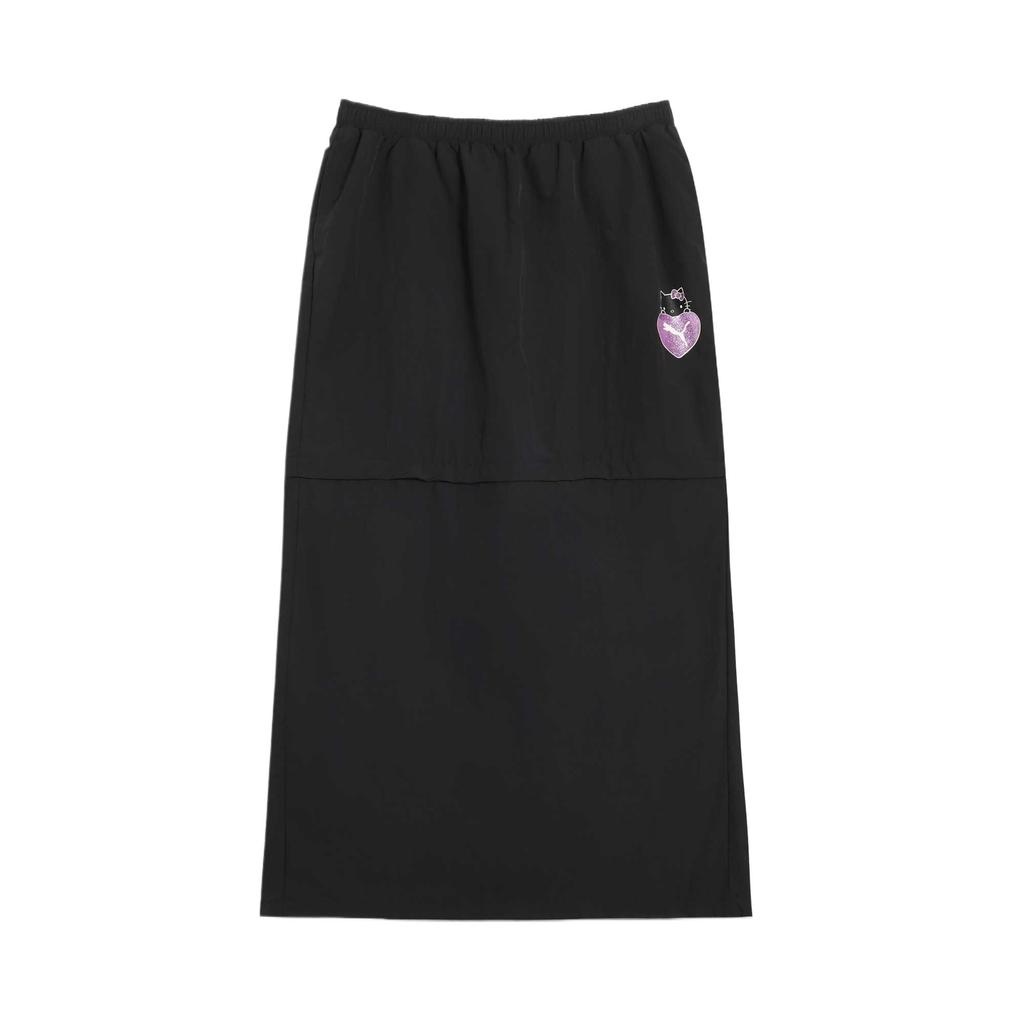 Puma X Hello Kitty Fashion Versatile Soft Casual Long Skirt Women Skirts Black 631615-01