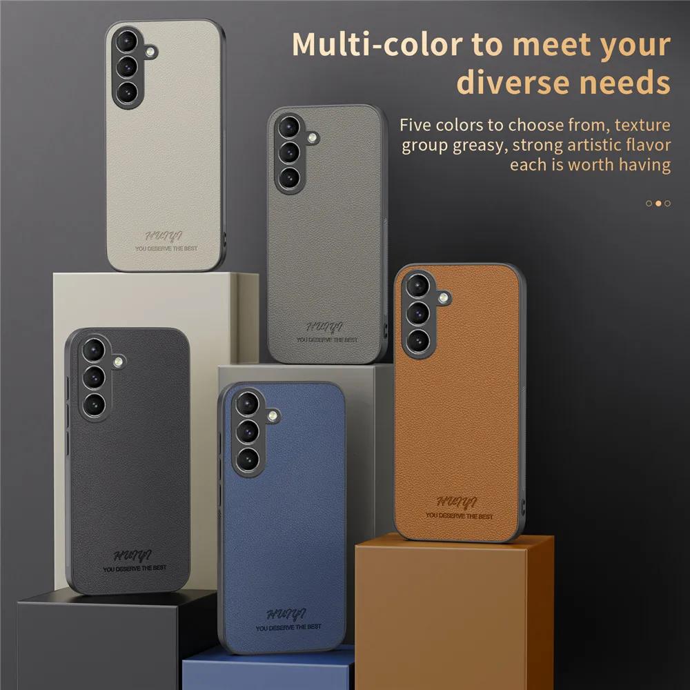 Luxury Business Leather Soft Frame Magnetic Cover For Samsung Galaxy S24 Plus Ultra S23 FE S23FE S24Ultra Phone Cases Capa
