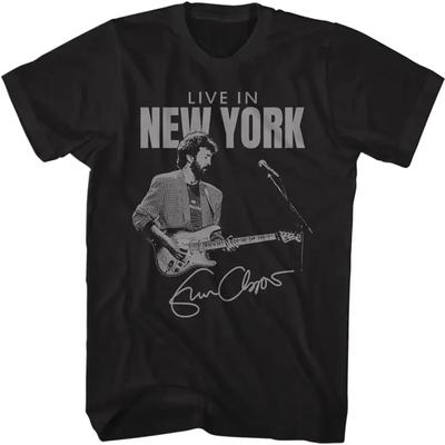Eric Clapton T Shirt Live In New York Signature Men's Short Sleeve T Shirt Vintage Style Graphic Tees