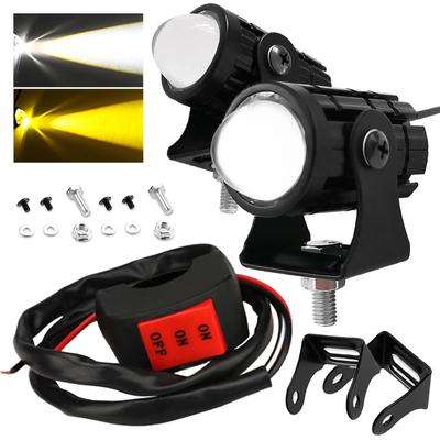 PIENSE Motorcycle Fog Light with 2 LEDs/Switch Included, Small, Waterproof, White, Yellow, High/Low Switch,