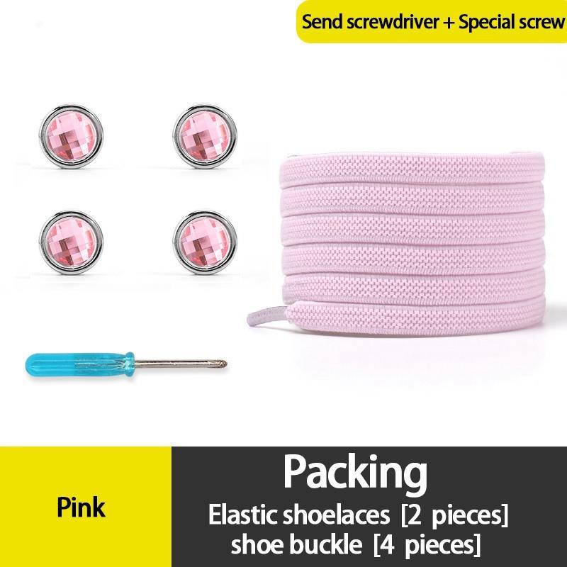 

Кроссовки с круглыми ромбовидными эластичными шнурками, шнурки без завязок, разноцветные шнурки для обуви со стразами без завязок, быстрые плоские шнурки для детей и взрослых T36-8---pink