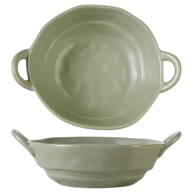 Minimalist Double-Handle Ceramic Noodle & Rice Bowl