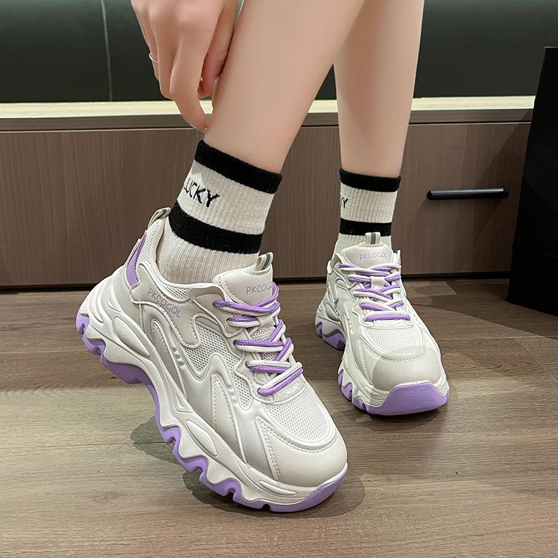 New Fashion Style Casual Sports Shoes Breathable Mesh Surface Women's Shoes Summer With Thick Sole Comfortable Athletic Footwear