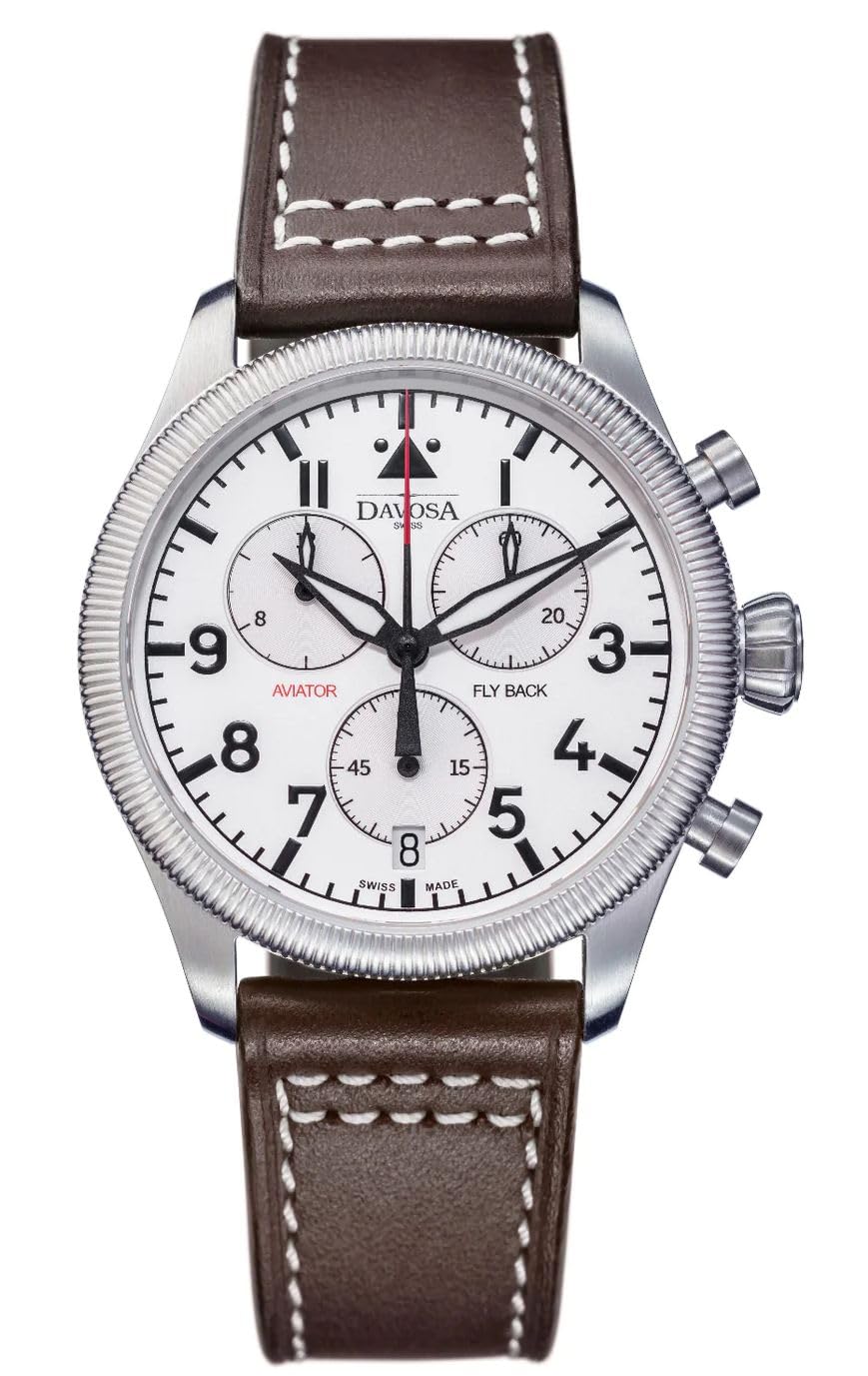 

Davosa Aviator Flyback Chronograph Date Watch, Swiss Made, 162.499.15, Men s, Brown