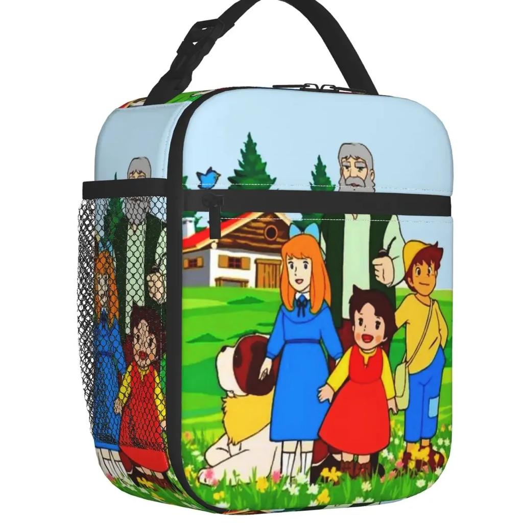 Custom Heidi Peter And Grandpa Together Lunch Bag Men Women Cooler Thermal Insulated Lunch Boxes for Student School