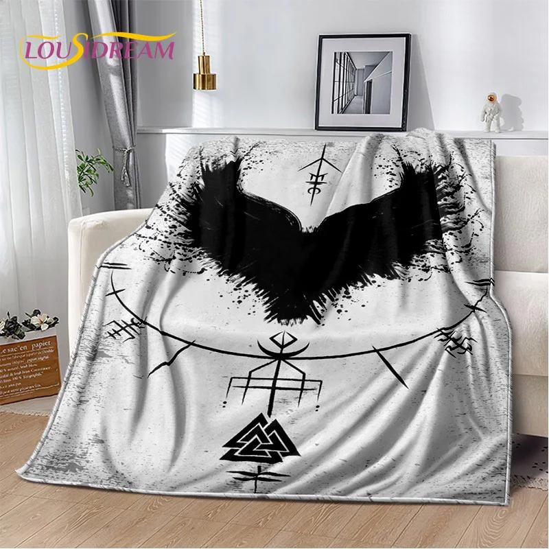 3D Viking Odin Valhalla Nordic Mythology Cartoon Blanket,Soft Throw Blanket for Home Bedroom Bed Sofa Picnic Office Travel Cover