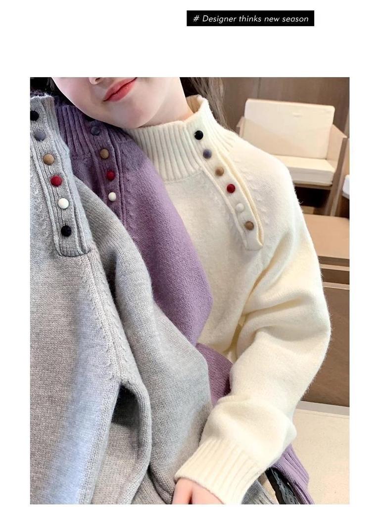 Children's Semi-High Neck Autumn & Winter Sweater - Stylish Knitwear for Boys and Girls