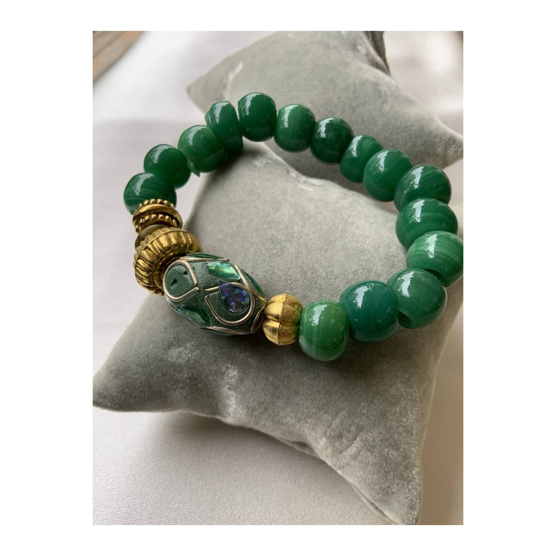 

Handmade Green Glass Beads Authentic Ethnic Women s Fishtail Bracelet