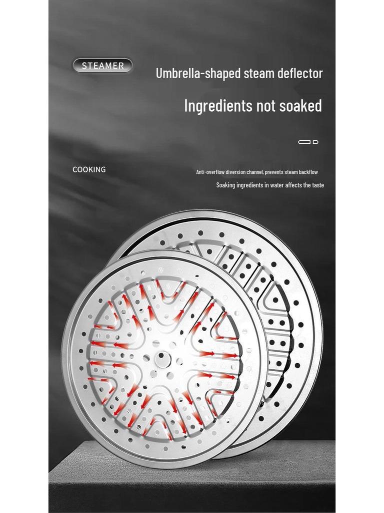 **Two-Layer Anti-Scald Handle Stainless Steel Steamer Pot**