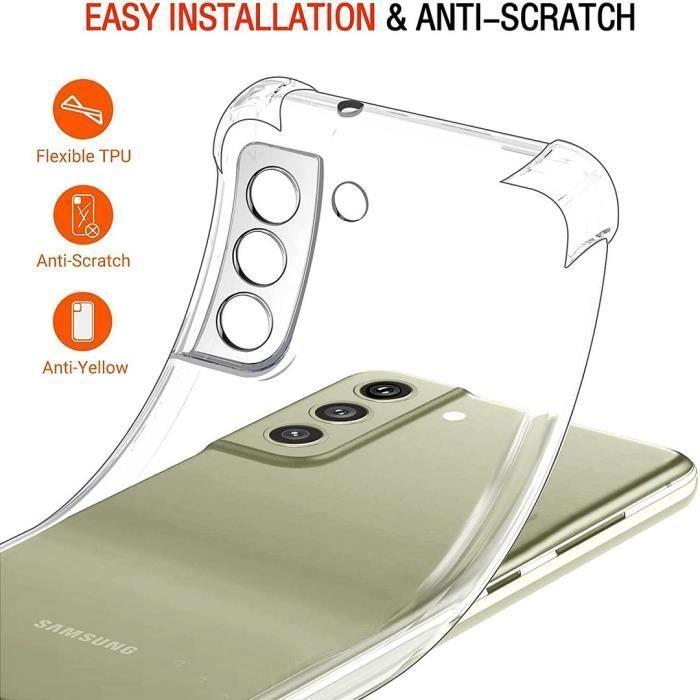 Coque - PROSHOP - Samsung S21FE - Silicone Renforcée - Transparent - 2 Verres Trempés Inclus