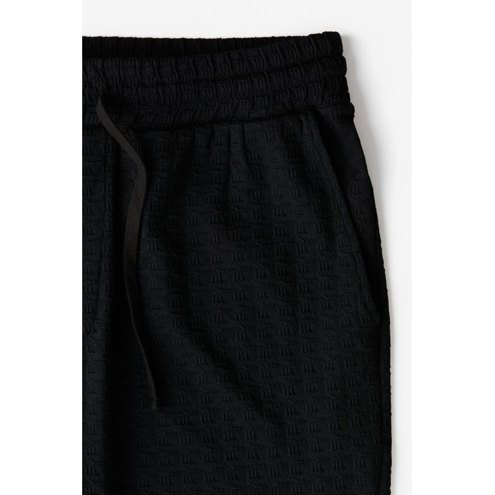 H M Regular Fit Textured Sweat sHorts Black