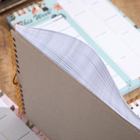 52týdenní odtrhávací jídelní plánovač, spirálová vazba, odnímatelný nákupní seznam, nedatovaný blok pro plánování menu do kuchyně