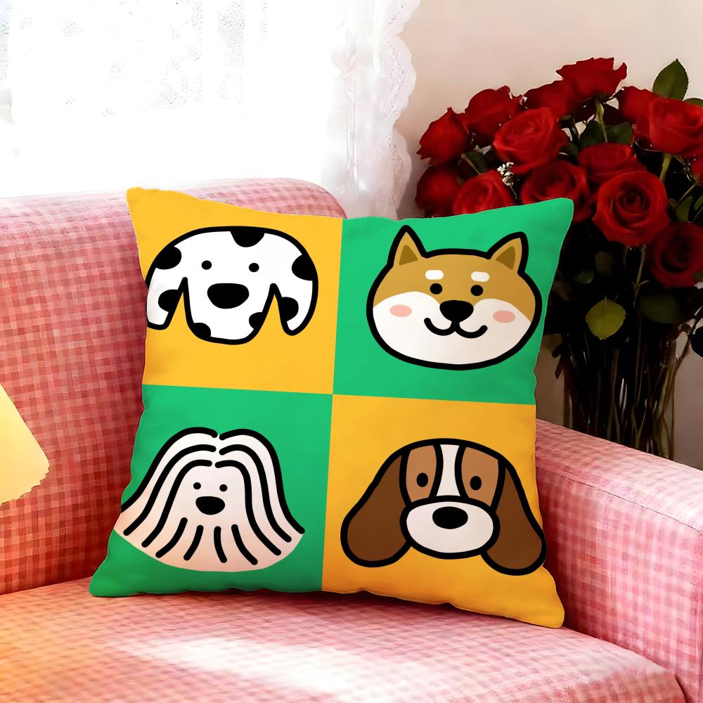 Gentle Cartoon Simple Cute Dog Cushion Cover Premium Soft Pillowcase SkinFriendly MultiPurpose for Home Office Travel