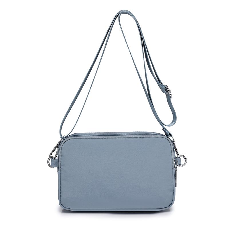 Borsa piccola da donna, borsa a tracolla, in nylon, quadrata, multitasche, tinta unita