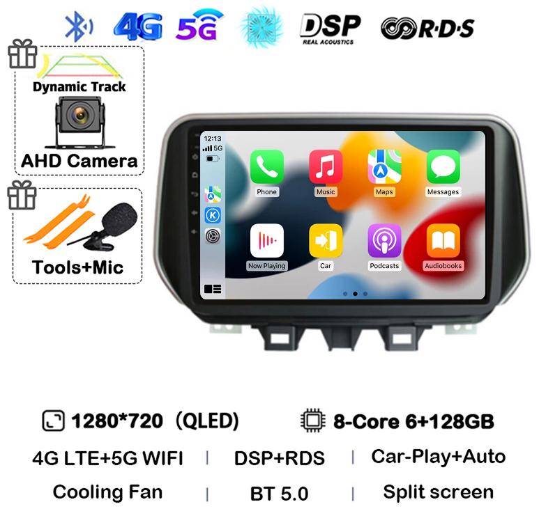 Android 14 Carplay Auto WIFI+4G For Hyundai Tucson IX35 2018 2019 2020 Car Radio Stereo Multimedia Player GPS BT 360 Camera DSP