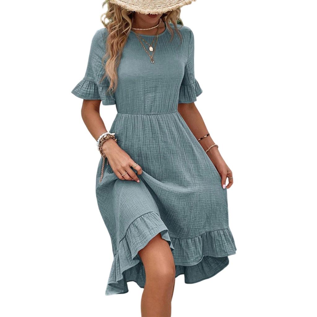 Women's Loose Casual Ruffle Short Sleeve Fashion Dress