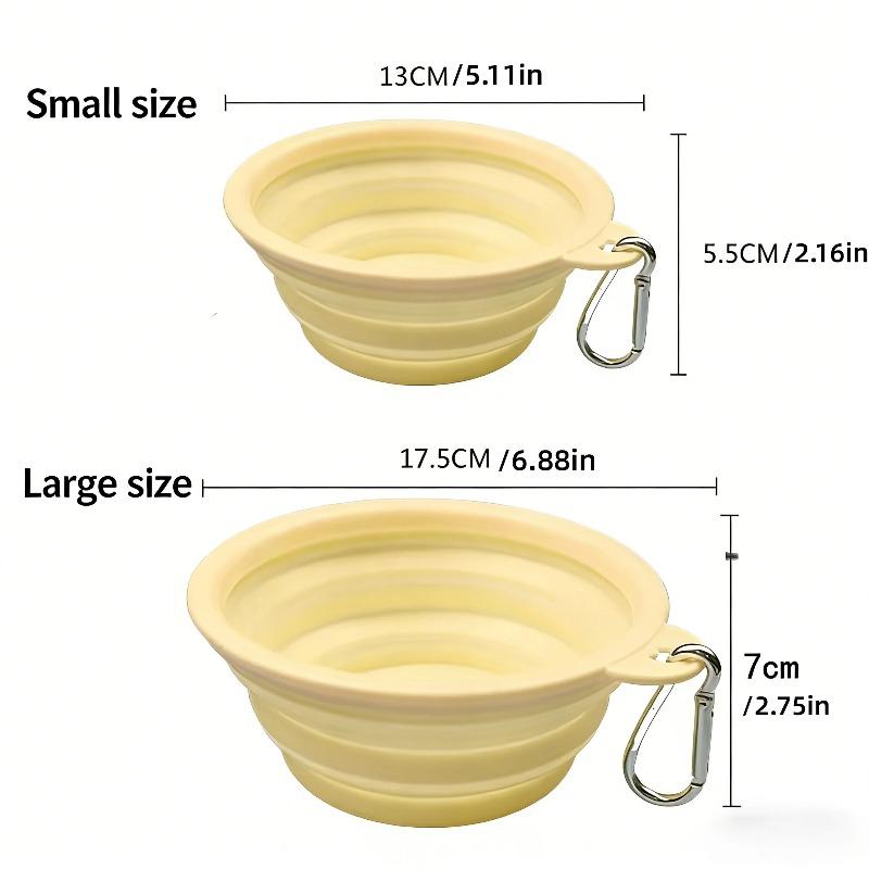 Portable Pet Folding Bowl with Carabiner Food Grade Silicone for Dogs Cats Outdoor Travel Walking Feeding Water Drinking Bowl