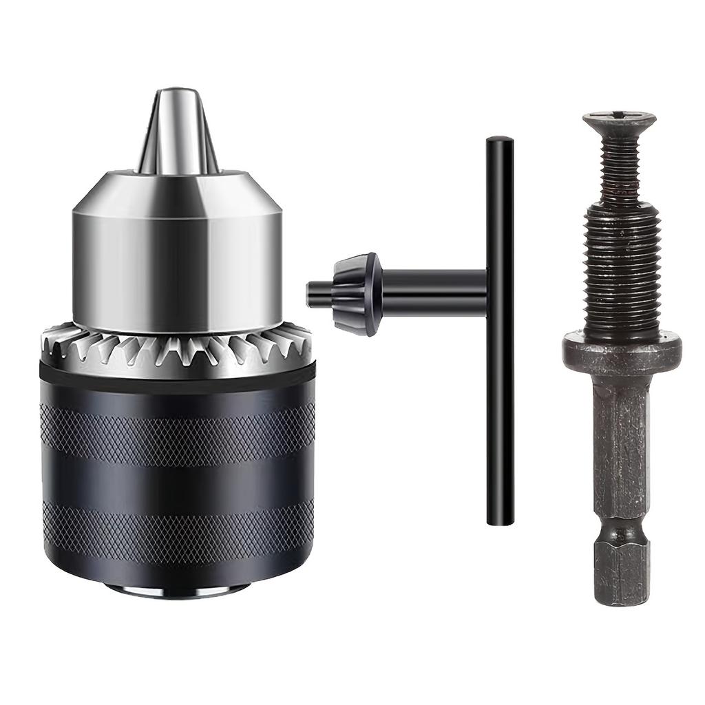 Drill Chuck with Key 1.5-10mm Drill Press Chuck Replacement 3/8-24UNF Mount for Impact Driver Power Drill Press Chuck with Key