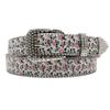 Rhinestone Belt Printing, European and American Popular Versatile Pink Rose Flower Belt PU Belt
