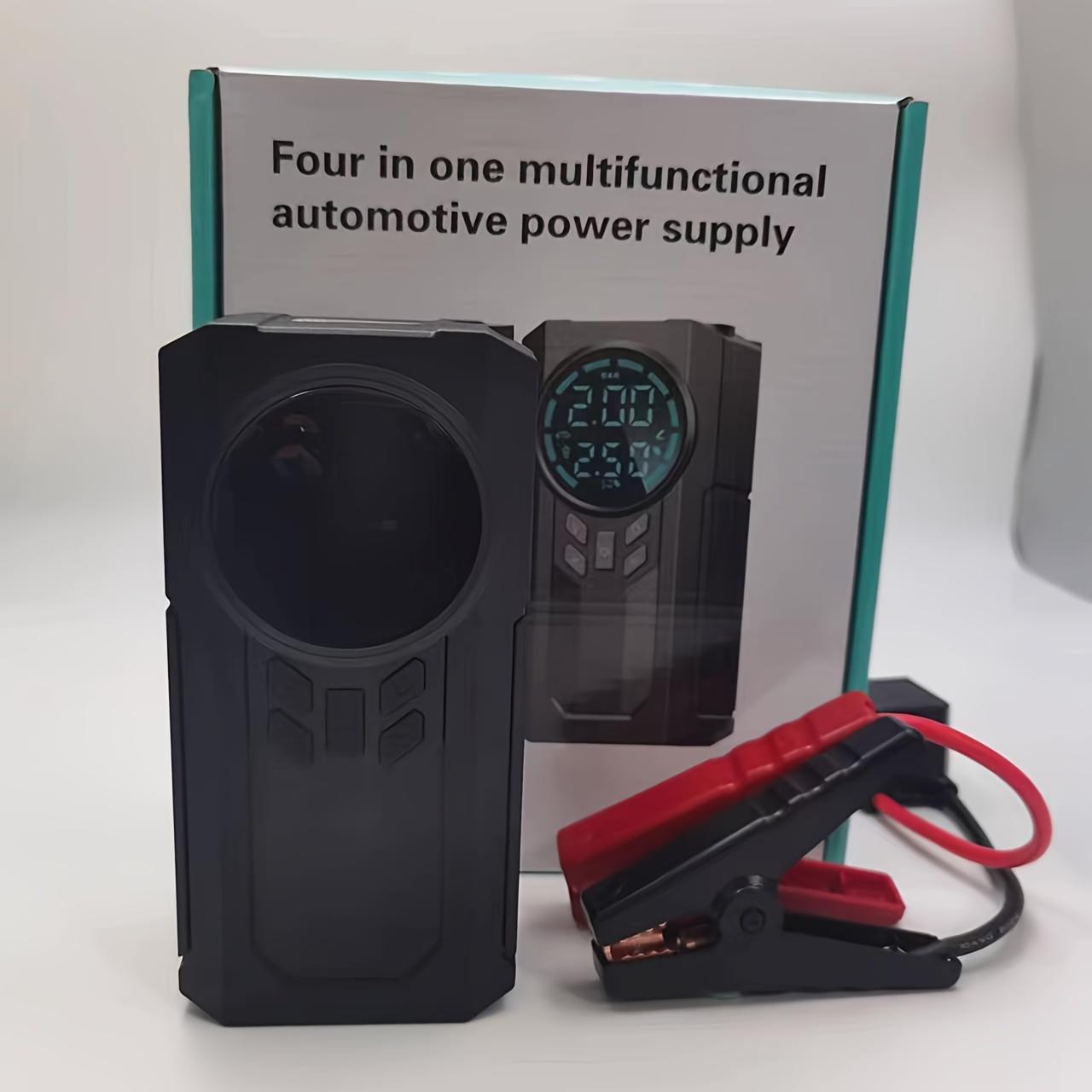 

1 шт. Портативный беспроводной автомобильный аккумулятор аварийного стартера, насос для накачивания шин, воздушный компрессор для легкого накачивания шин, светодиодный дисплей, с фонариком black чёрный