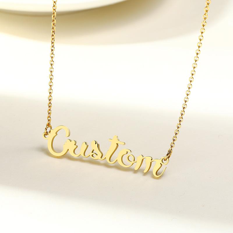 Vnox Personalized Name Necklace Custom Made Any Name Font Stainless Steel Metal Women Jewelry