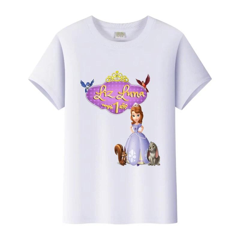 

Модные графические футболки Disney София Прекрасная для девочек, топы с круглым вырезом, белая одежда, блузки, футболка в стиле Харадзюку, летняя футболка 110